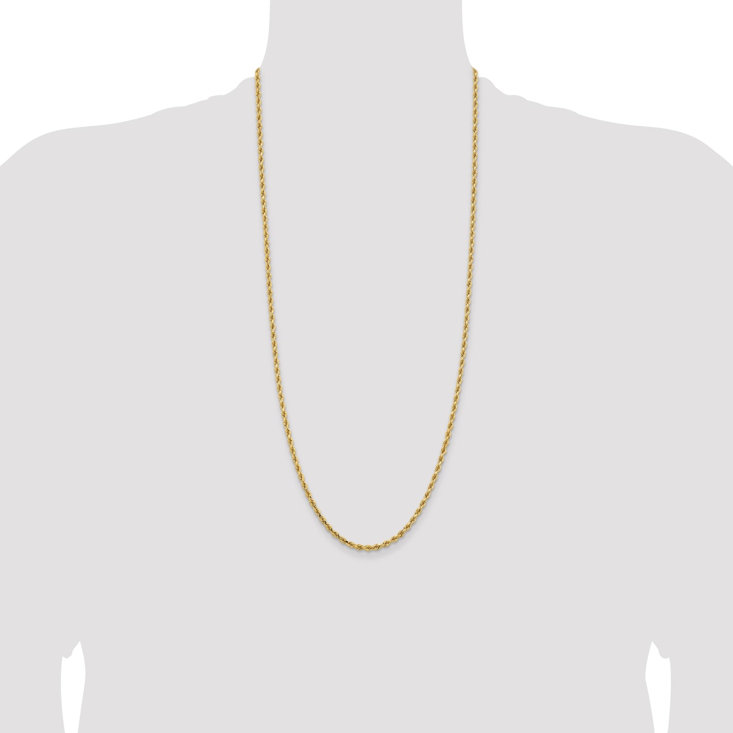 14K 30 inch 3.25mm Diamond-cut Rope with Lobster Clasp Chain