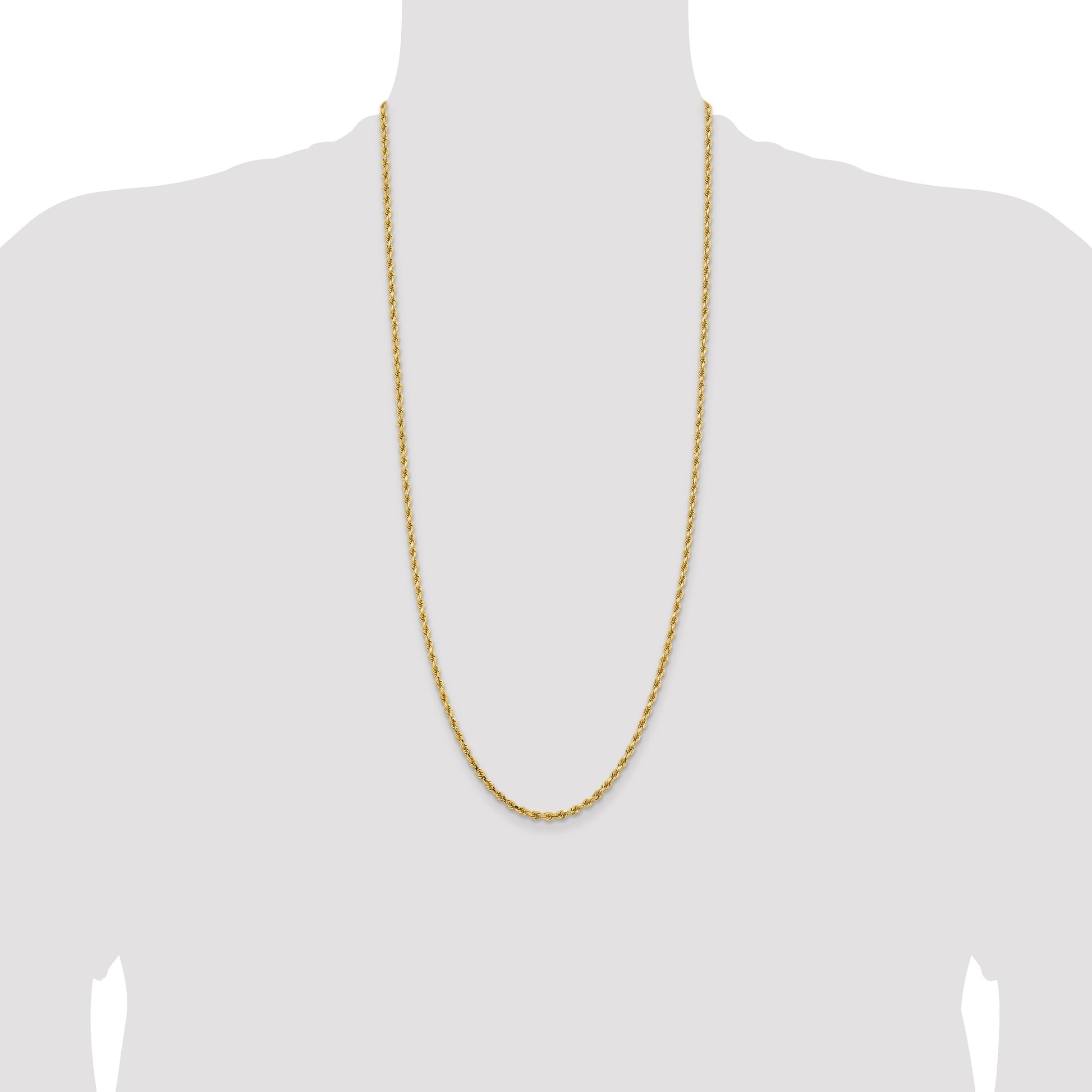 14K 30 inch 3.25mm Diamond-cut Rope with Lobster Clasp Chain