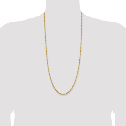 14K 30 inch 3.25mm Diamond-cut Rope with Lobster Clasp Chain