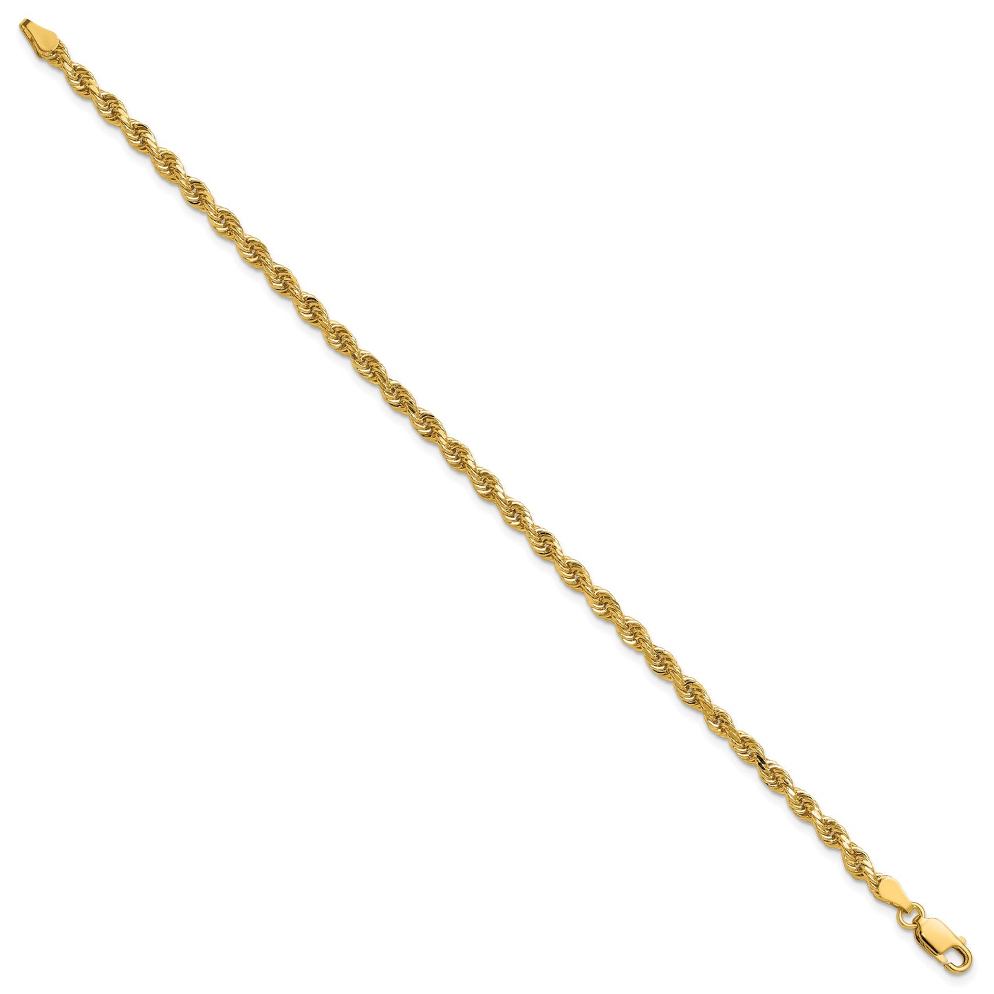 14K 8 inch 3.25mm Diamond-cut Rope with Lobster Clasp Chain