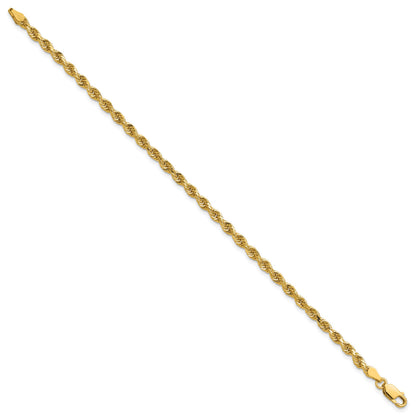14K 7 inch 3.25mm Diamond-cut Rope with Lobster Clasp Chain
