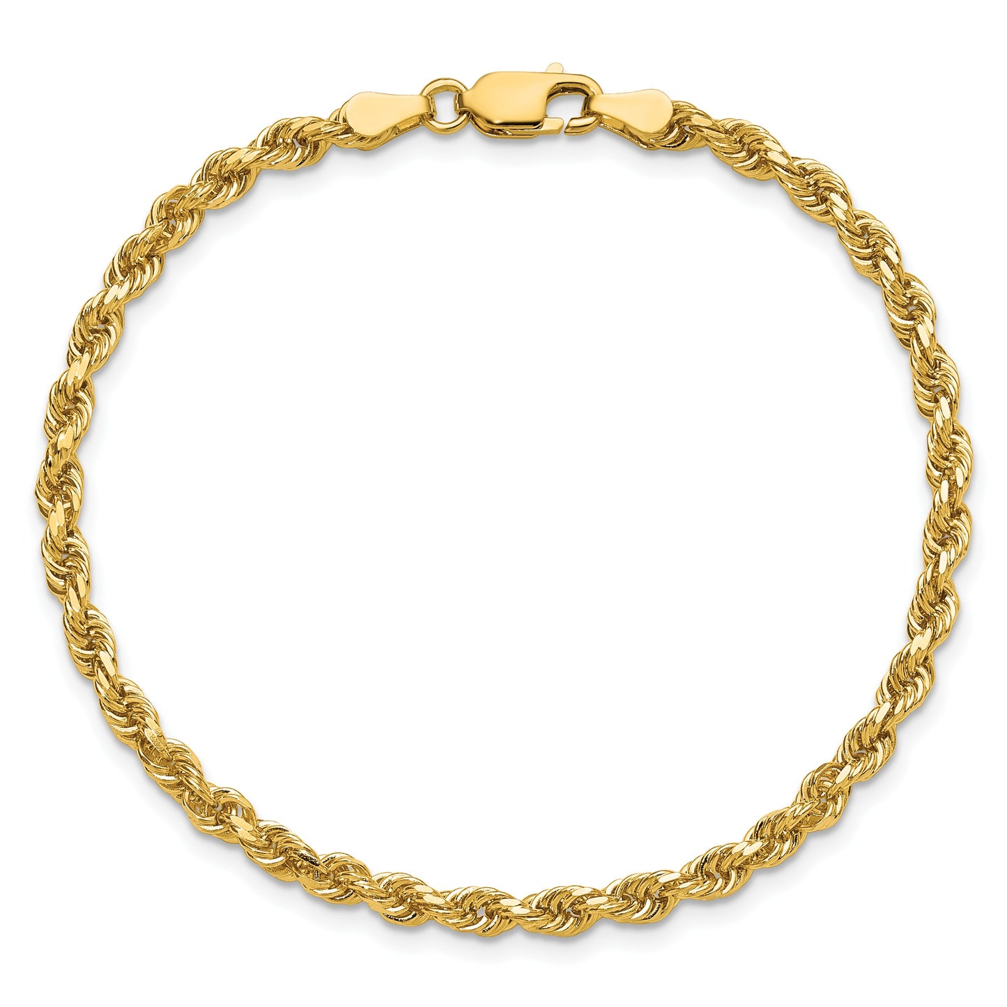 14K 7 inch 3.25mm Diamond-cut Rope with Lobster Clasp Chain