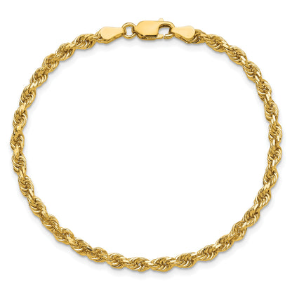 14K 8 inch 3.25mm Diamond-cut Rope with Lobster Clasp Chain