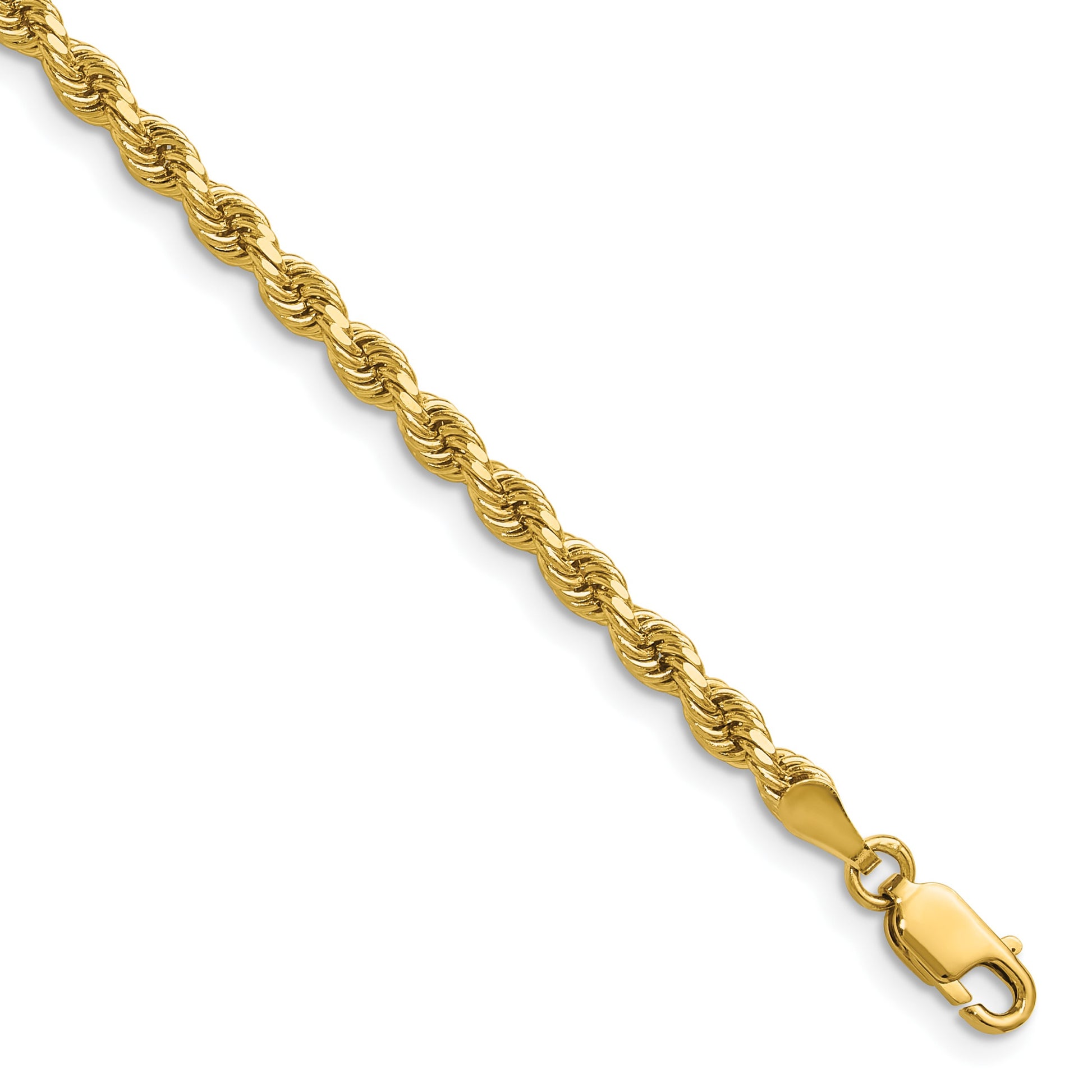 14K 24 inch 3.25mm Diamond-cut Rope with Lobster Clasp Chain
