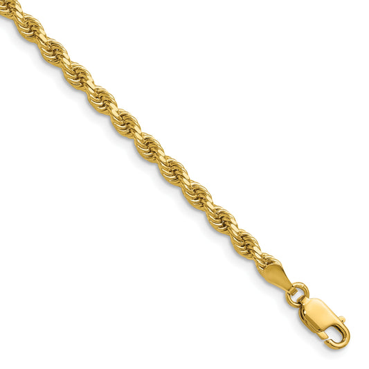 14K 24 inch 3.25mm Diamond-cut Rope with Lobster Clasp Chain