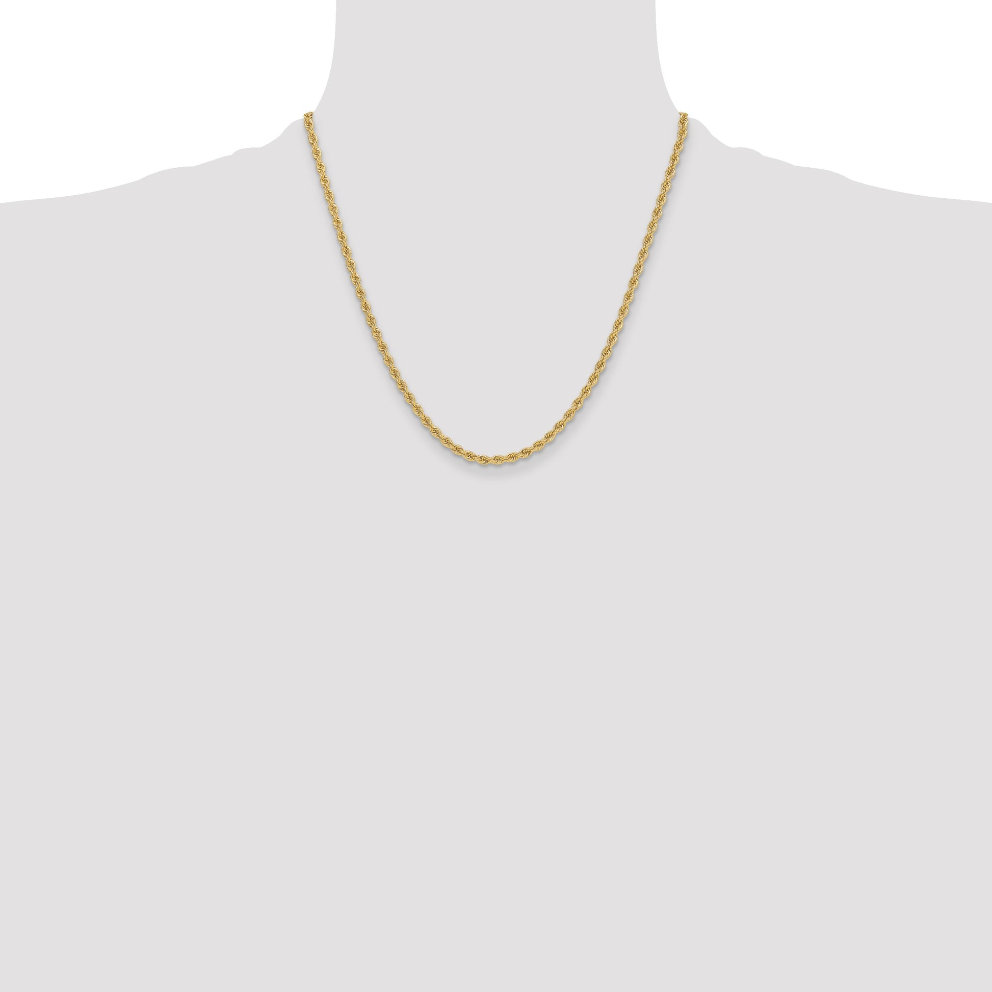 14k 3.3mm Solid Rope Chain