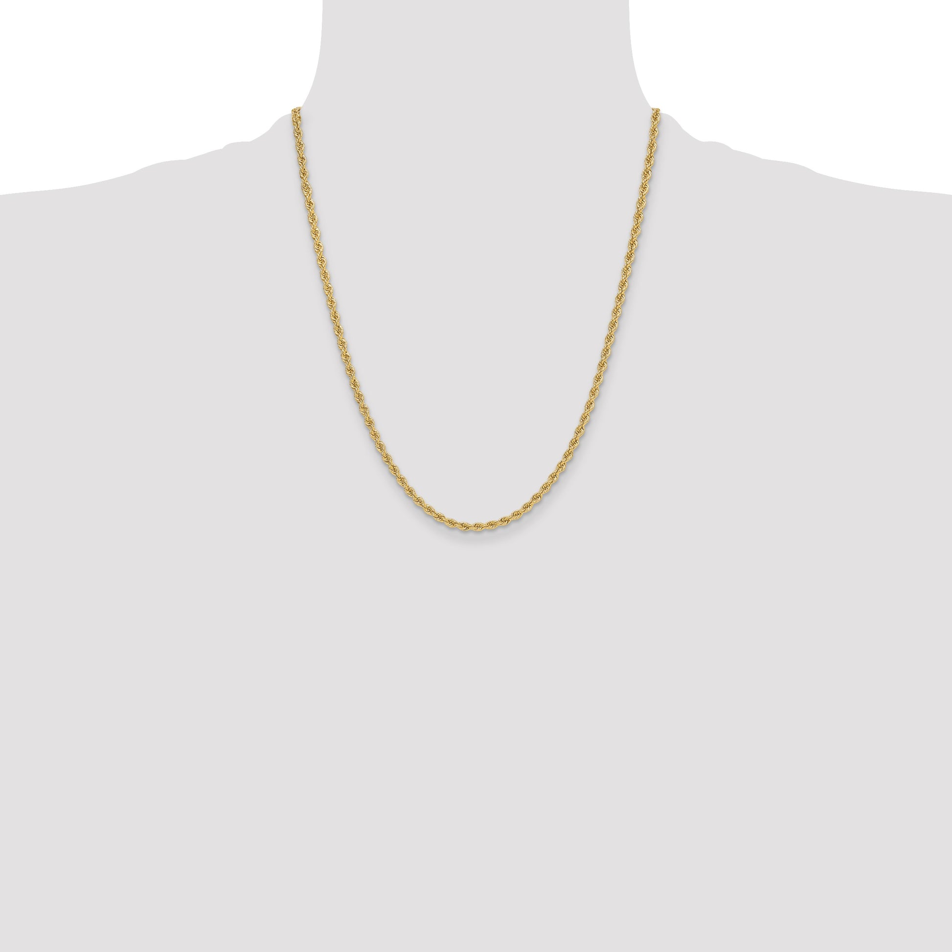 14k 3.3mm Solid Rope Chain