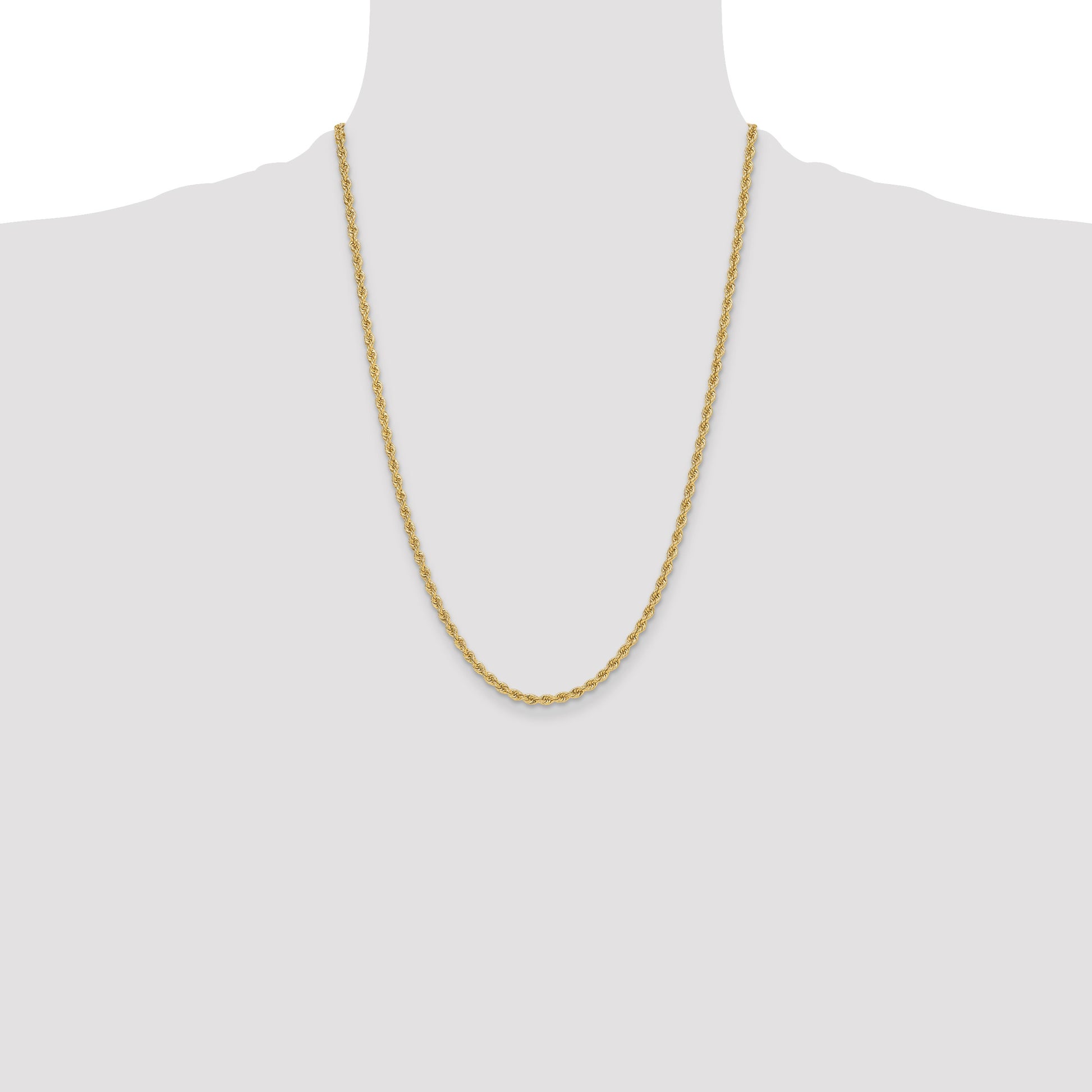 14k 3.3mm Solid Rope Chain