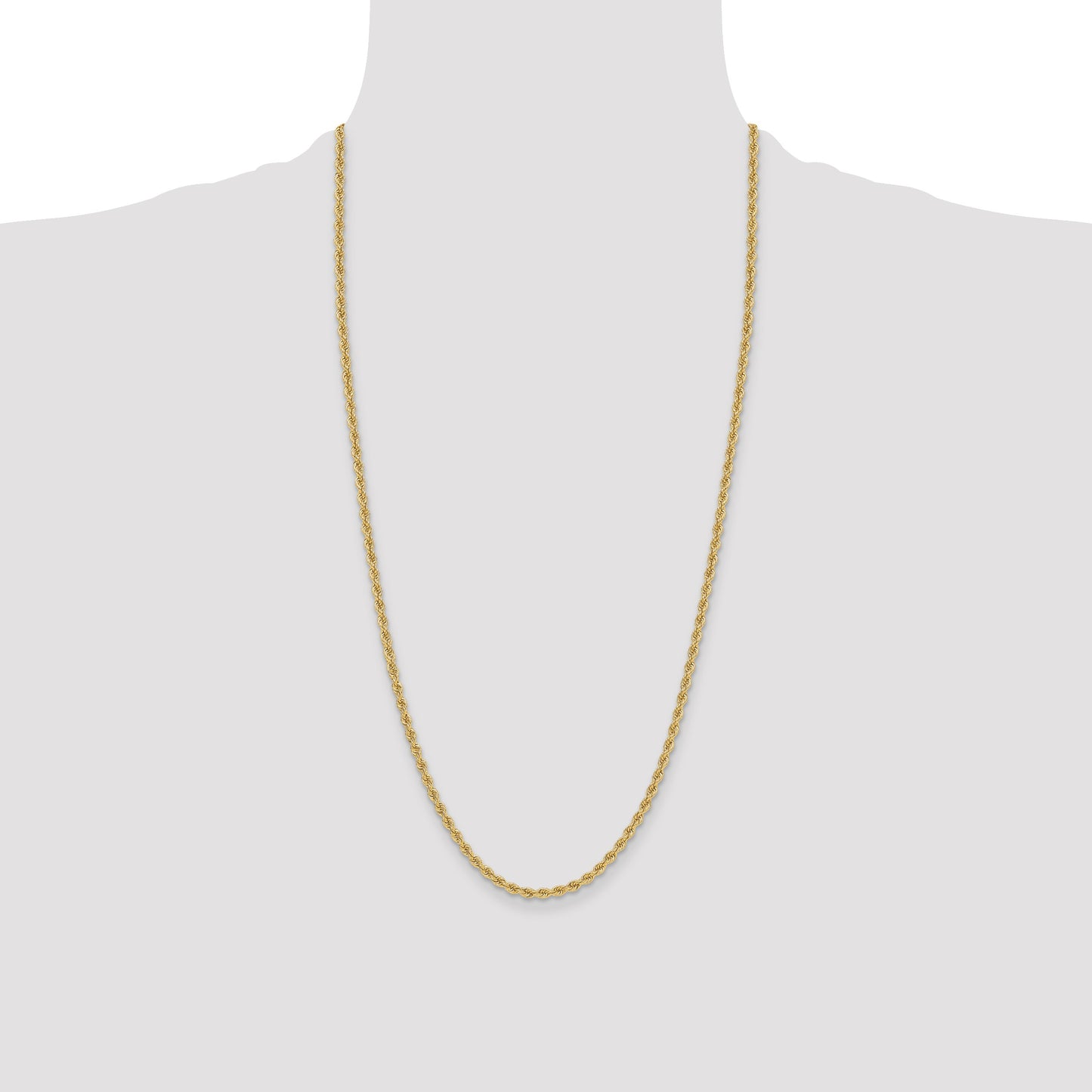14k 3.3mm Solid Rope Chain