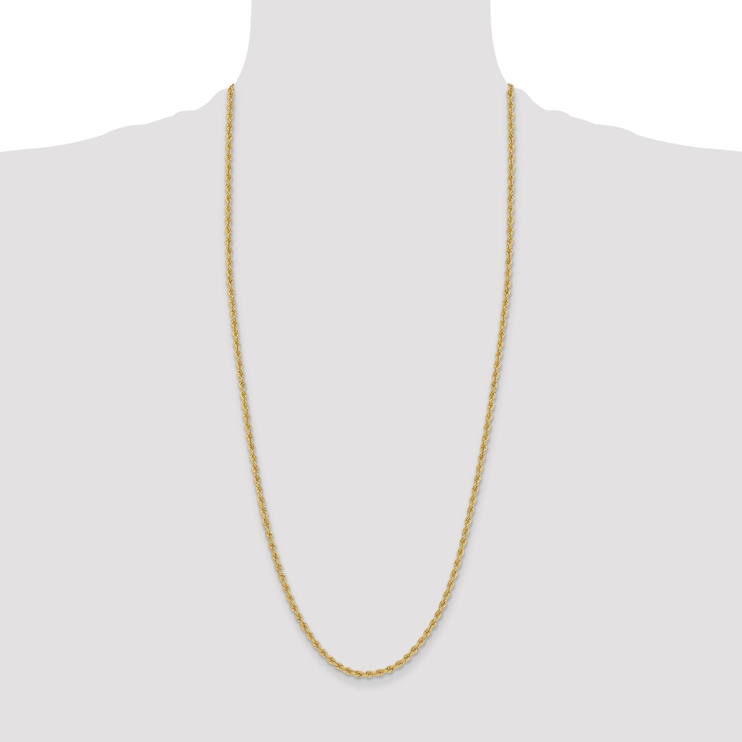 14k 3.3mm Solid Rope Chain
