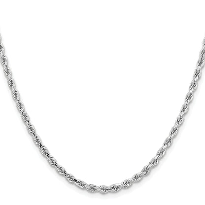 14K White Gold 24 inch 3.25mm Diamond-cut Rope with Lobster Clasp Chain