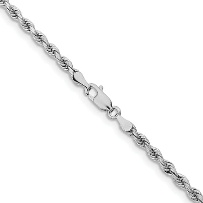 14K White Gold 24 inch 3.25mm Diamond-cut Rope with Lobster Clasp Chain