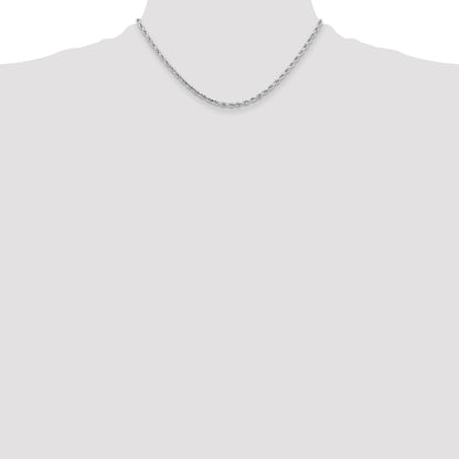 14K White Gold 16 inch 3.25mm Diamond-cut Rope with Lobster Clasp Chain