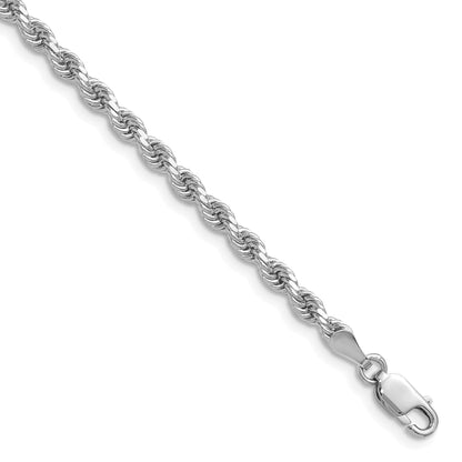 14K White Gold 30 inch 3.25mm Diamond-cut Rope with Lobster Clasp Chain
