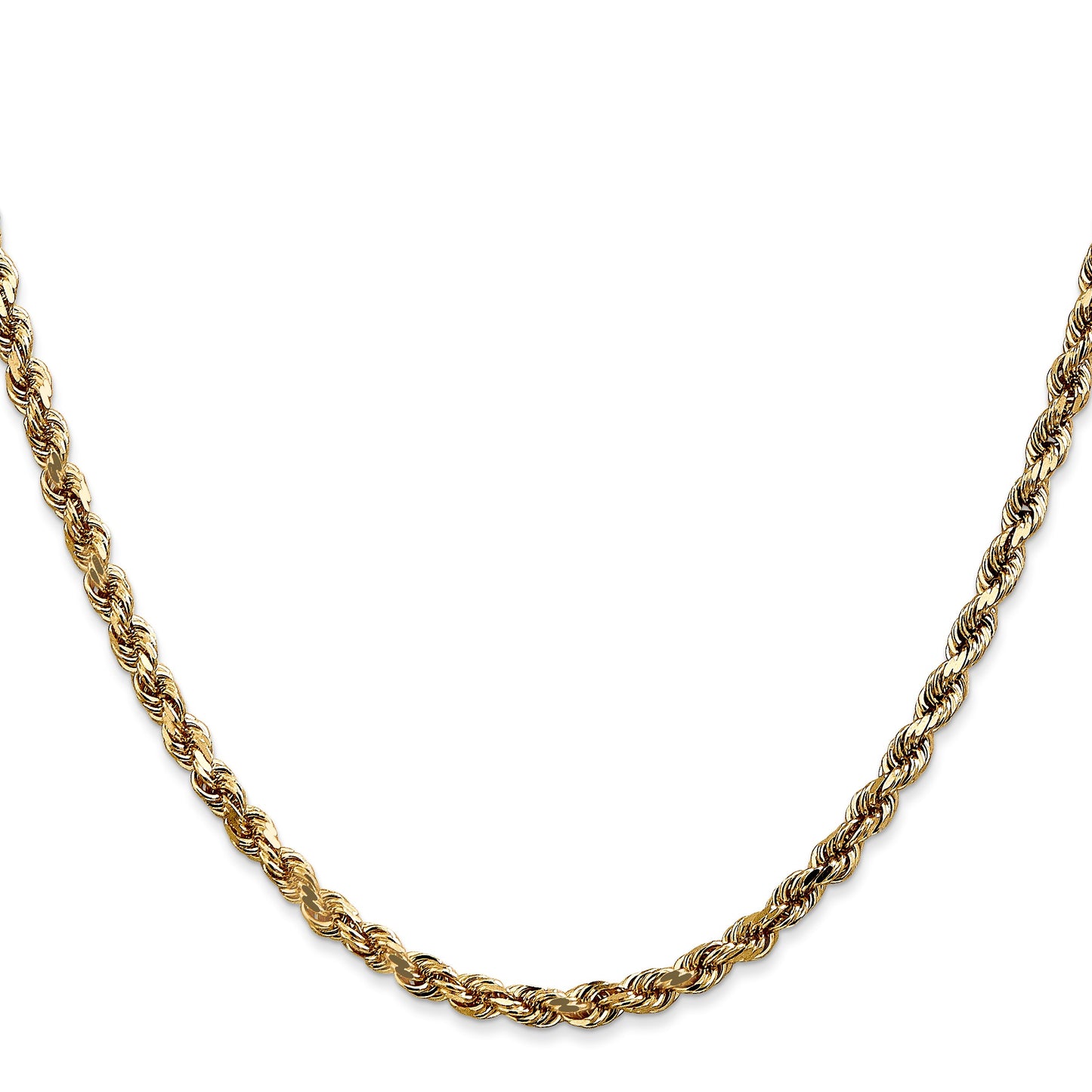 14K 26 inch 3.5mm Diamond-cut Rope with Lobster Clasp Chain