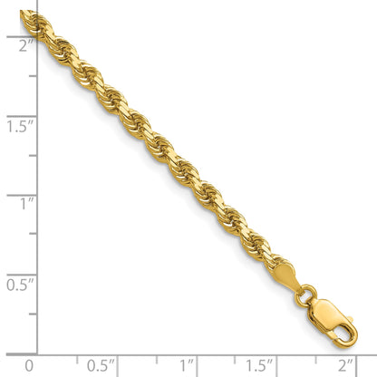 14K 22 inch 3.5mm Diamond-cut Rope with Lobster Clasp Chain