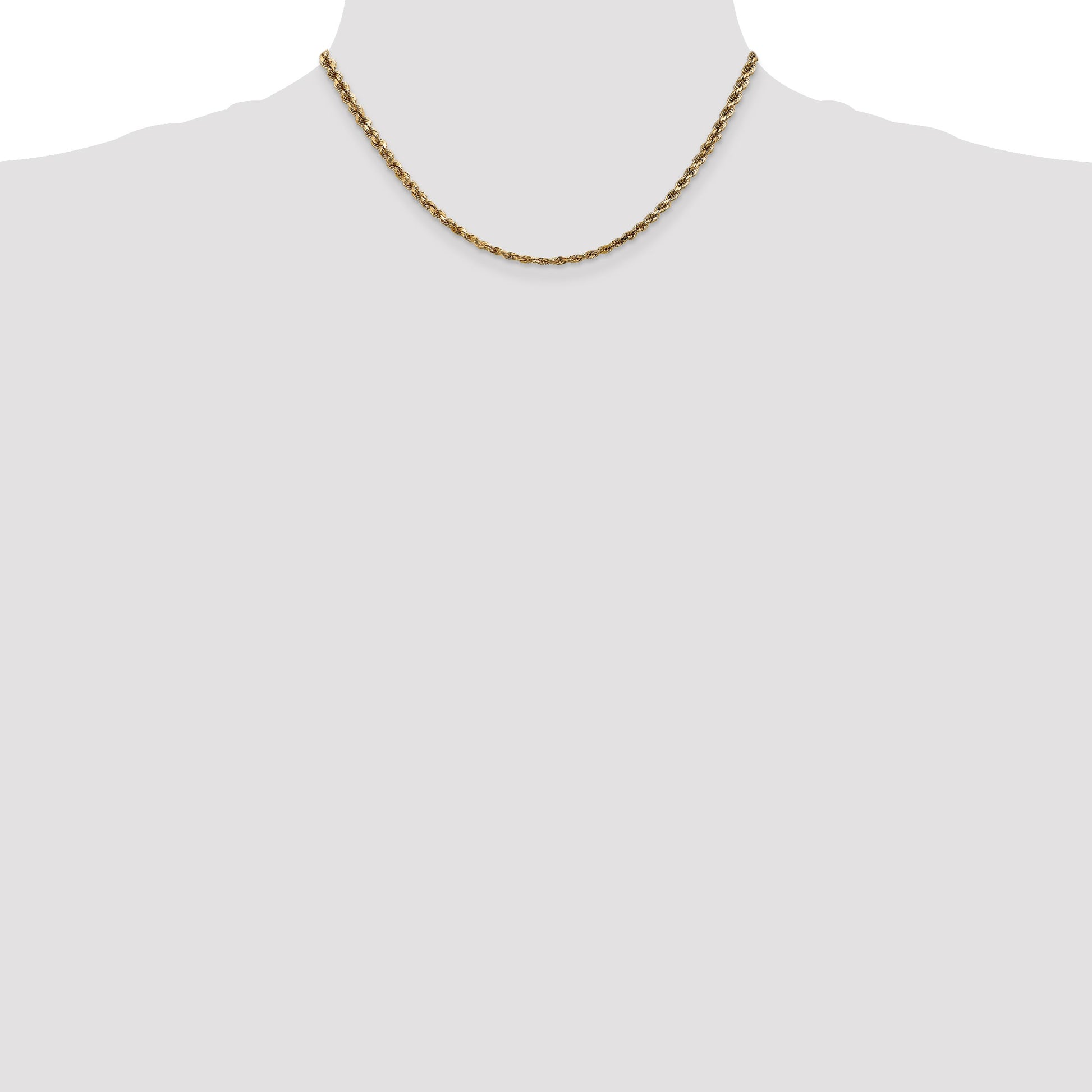 14K 16 inch 3.5mm Diamond-cut Rope with Lobster Clasp Chain