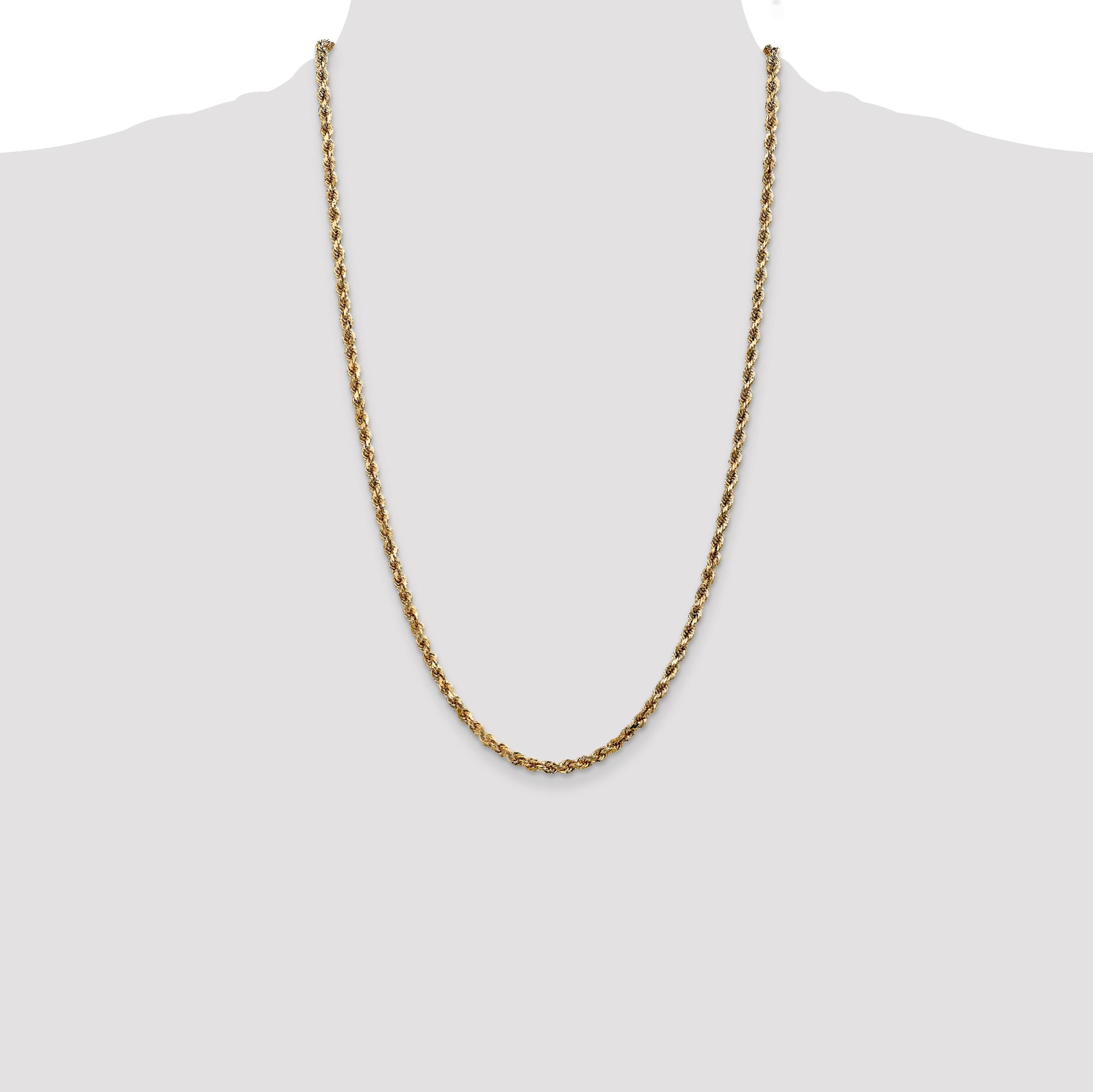 14K 26 inch 3.5mm Diamond-cut Rope with Lobster Clasp Chain