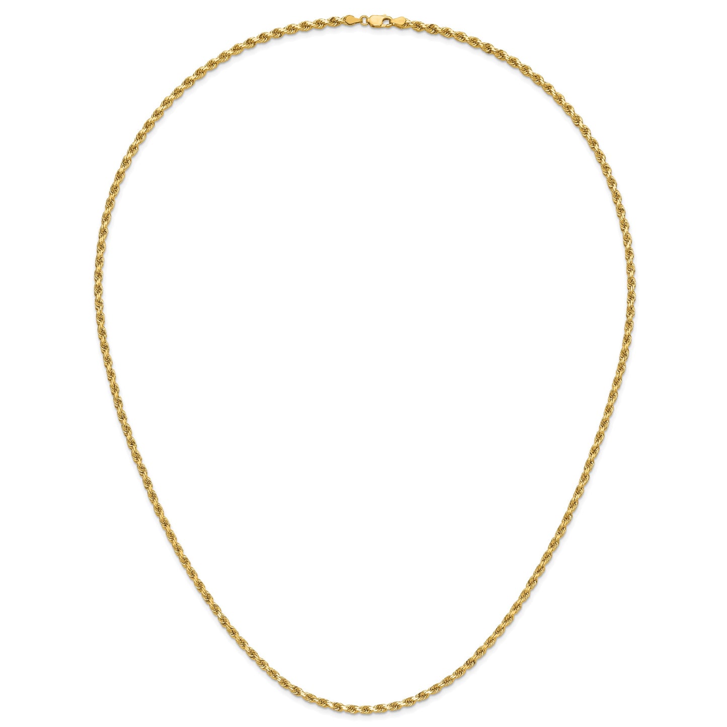 14K 28 inch 3.5mm Diamond-cut Rope with Lobster Clasp Chain