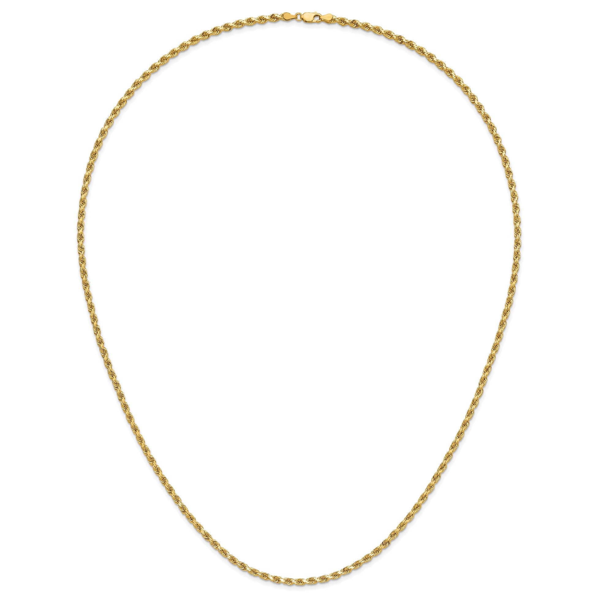 14K 28 inch 3.5mm Diamond-cut Rope with Lobster Clasp Chain