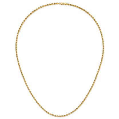 14K 28 inch 3.5mm Diamond-cut Rope with Lobster Clasp Chain