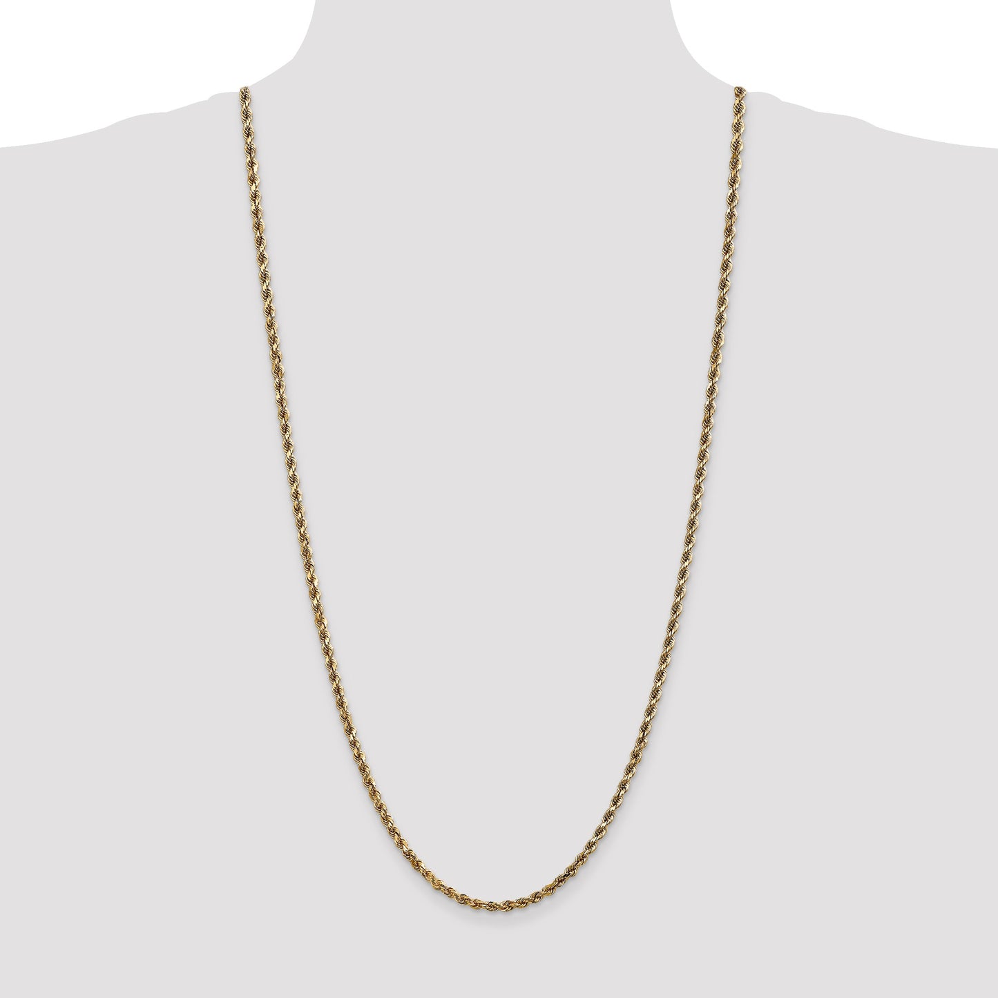 14K 30 inch 3.5mm Diamond-cut Rope with Lobster Clasp Chain