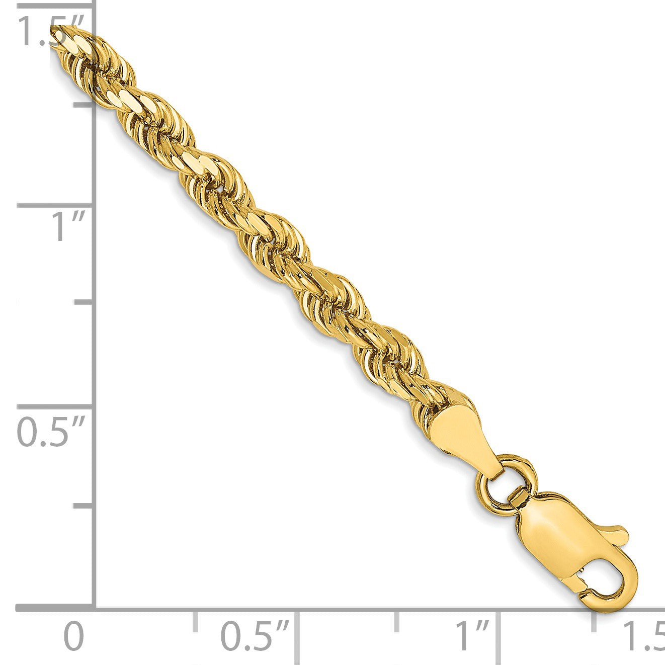 14K 9 inch 3.5mm Diamond-cut Rope with Lobster Clasp Chain