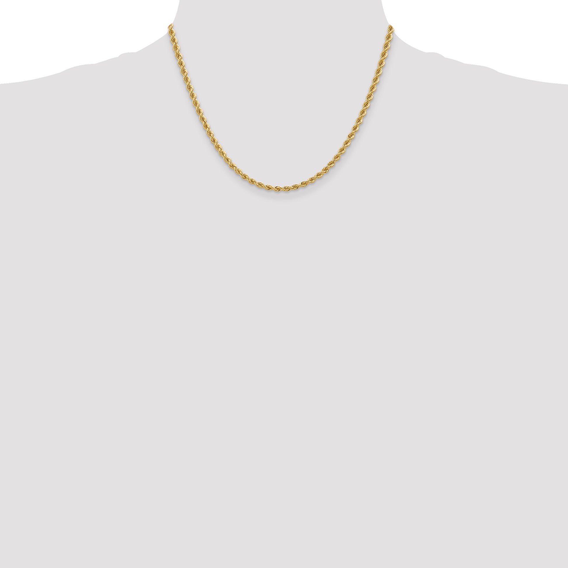 14K 18 inch 3.65mm Regular Rope with Lobster Clasp Chain