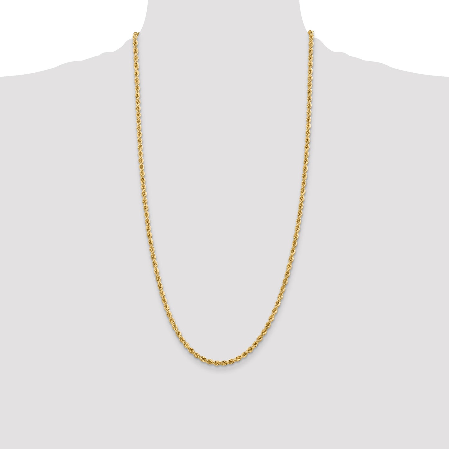 14K 28 inch 3.65mm Regular Rope with Lobster Clasp Chain