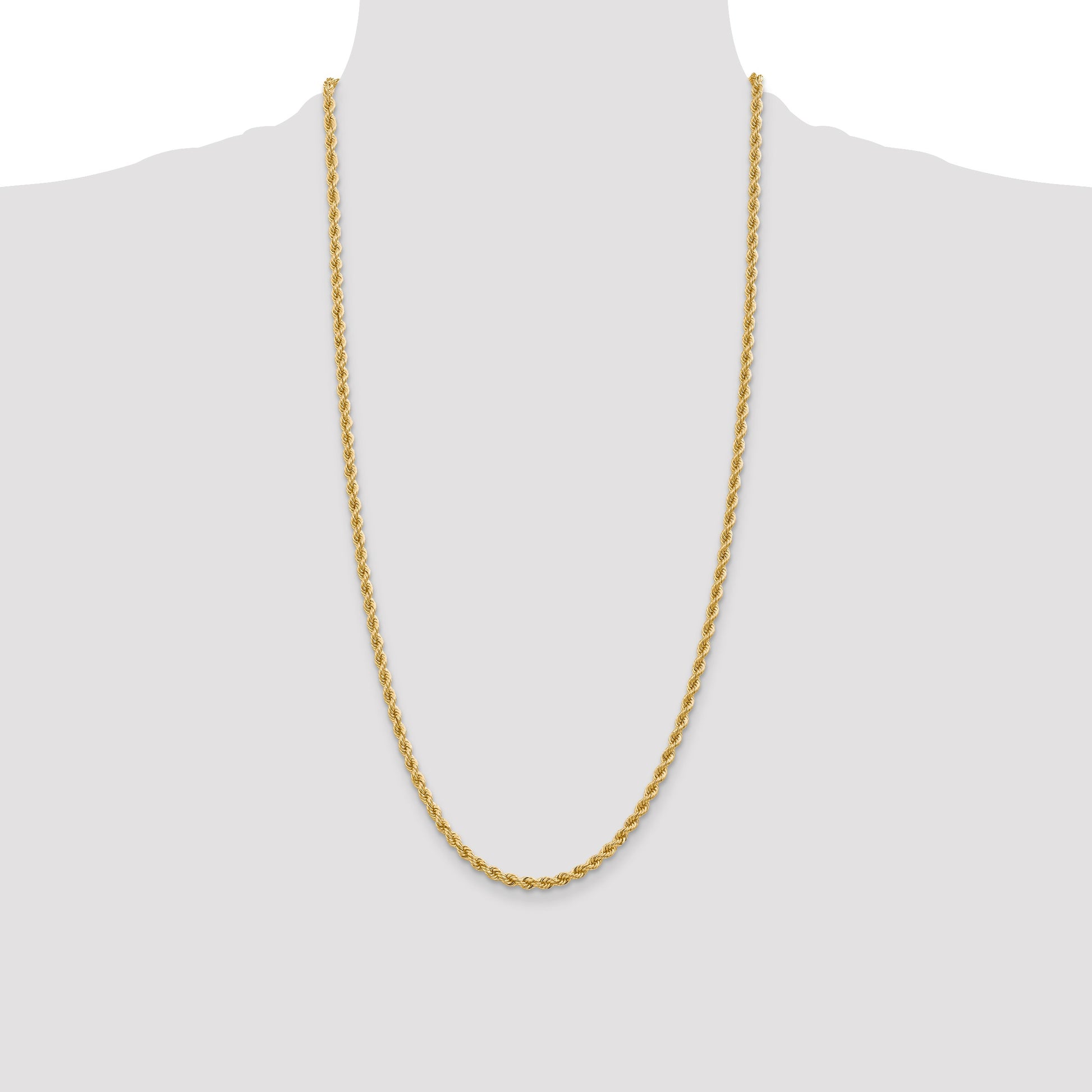 14K 28 inch 3.65mm Regular Rope with Lobster Clasp Chain