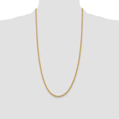 14K 28 inch 3.65mm Regular Rope with Lobster Clasp Chain
