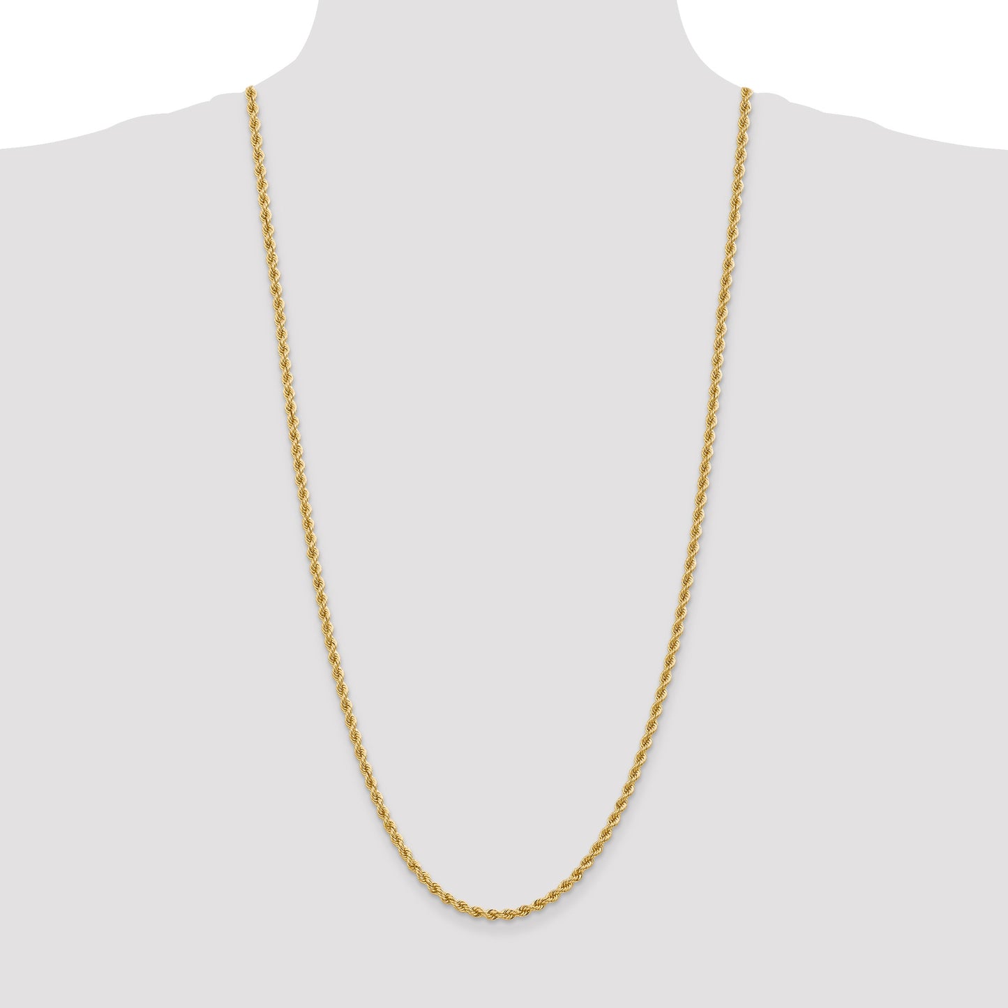 14K 30 inch 3.65mm Regular Rope with Lobster Clasp Chain
