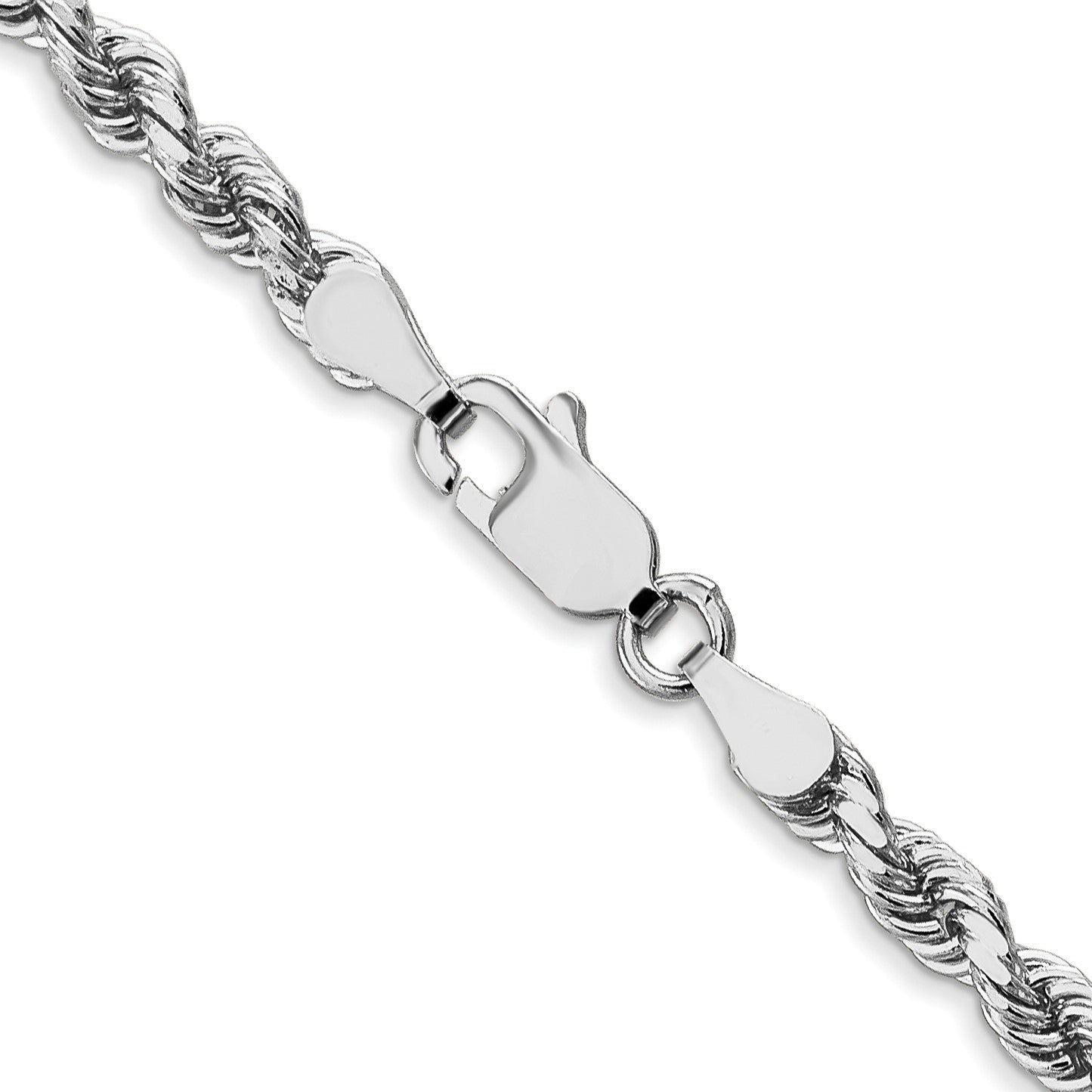 14K White Gold 18 inch 3.5mm Diamond-cut Rope with Lobster Clasp Chain