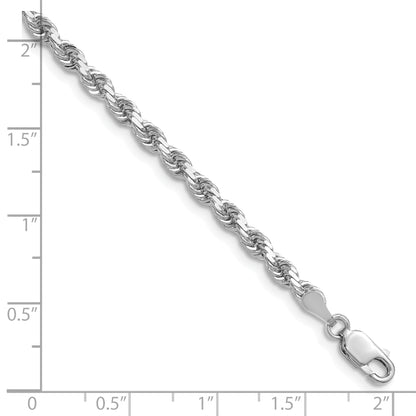 14K White Gold 24 inch 3.5mm Diamond-cut Rope with Lobster Clasp Chain