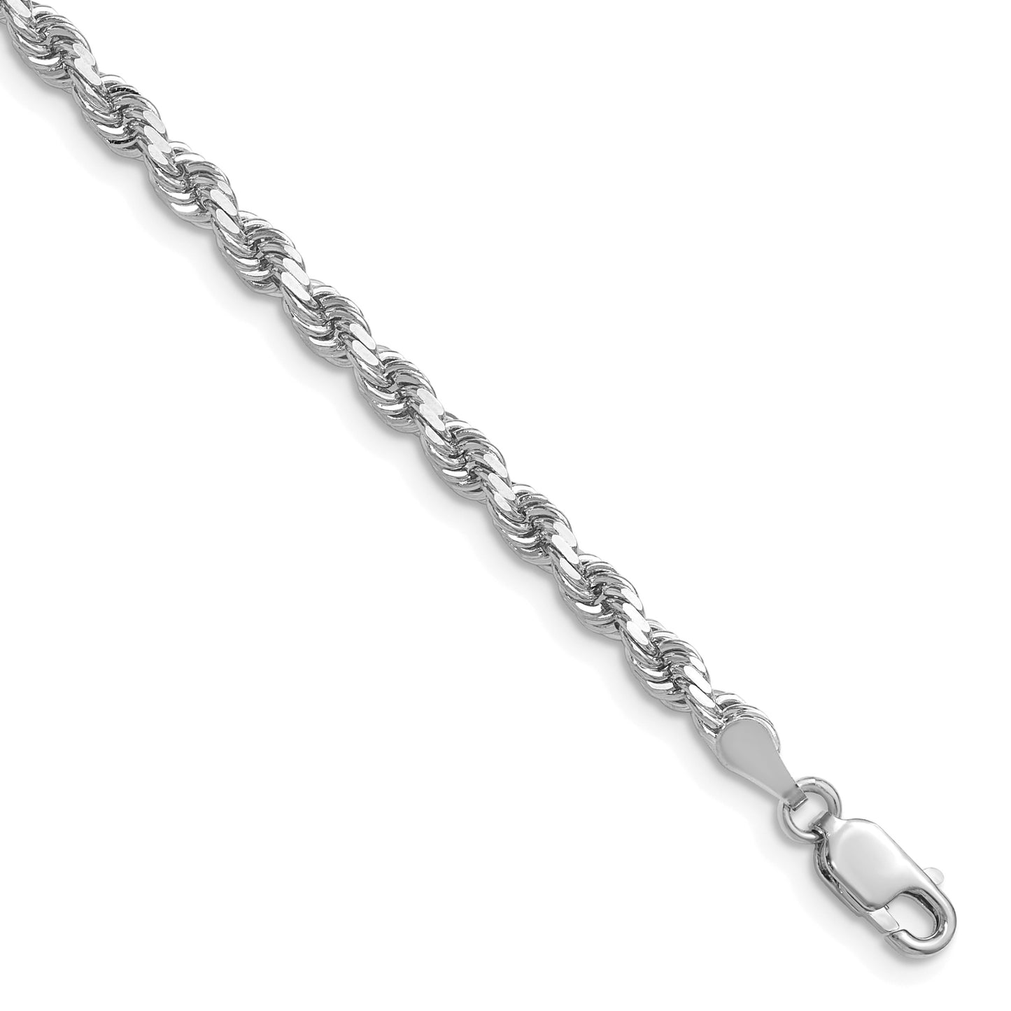 14K White Gold 18 inch 3.5mm Diamond-cut Rope with Lobster Clasp Chain