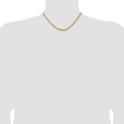14K 16 inch 3.75mm Diamond-cut Rope with Lobster Clasp Chain
