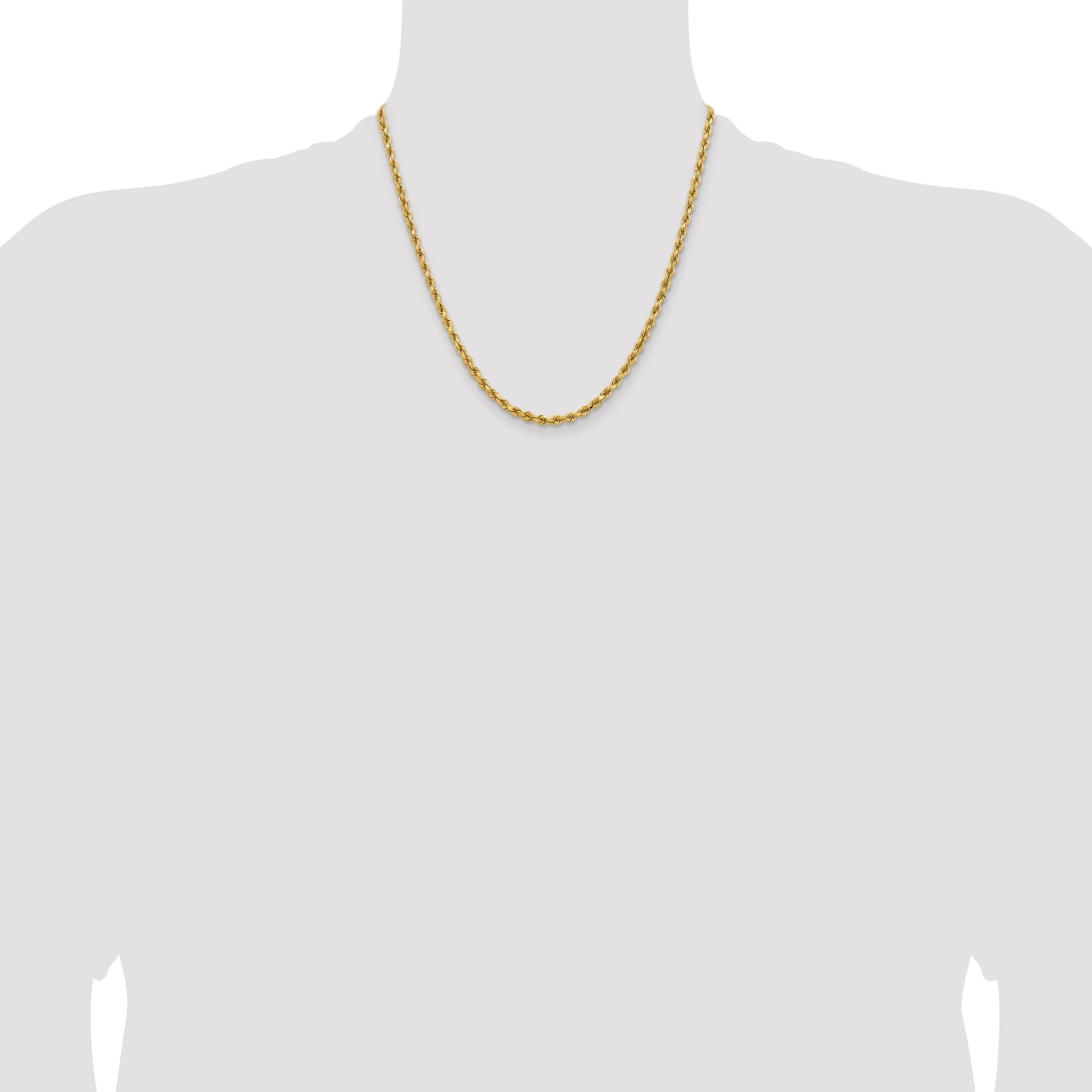 14K 20 inch 3.75mm Diamond-cut Rope with Lobster Clasp Chain
