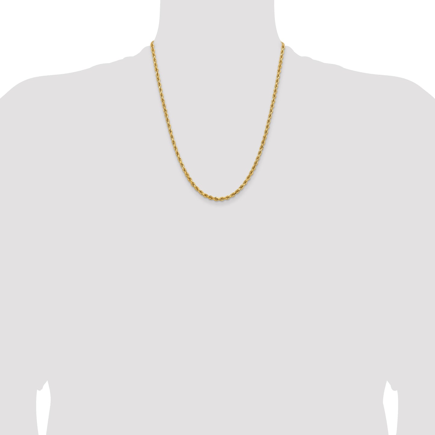 14K 22 inch 3.75mm Diamond-cut Rope with Lobster Clasp Chain