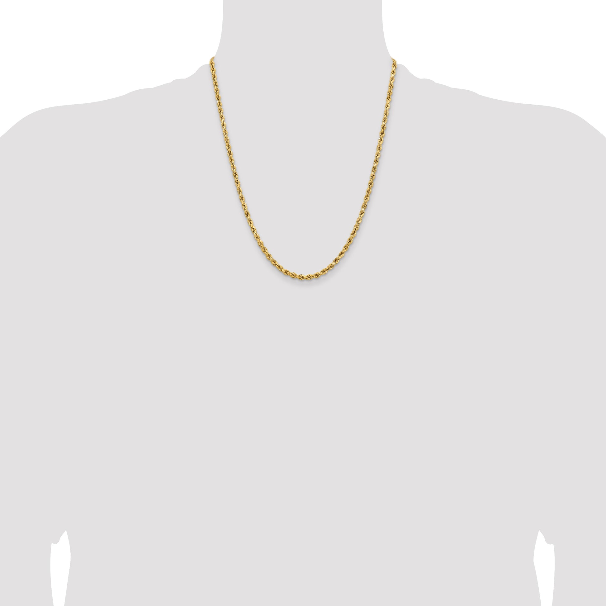 14K 22 inch 3.75mm Diamond-cut Rope with Lobster Clasp Chain