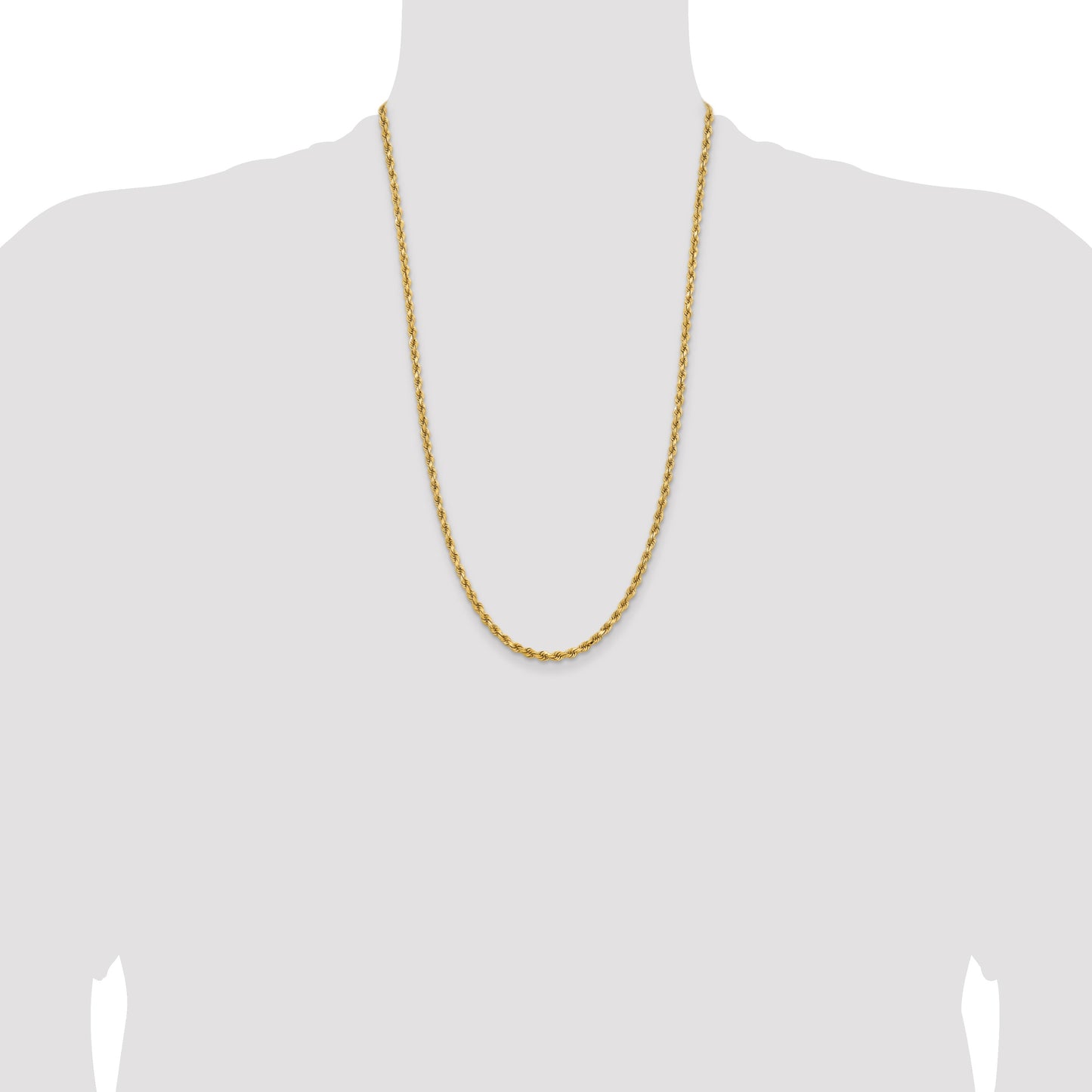 14K 26 inch 3.75mm Diamond-cut Rope with Lobster Clasp Chain