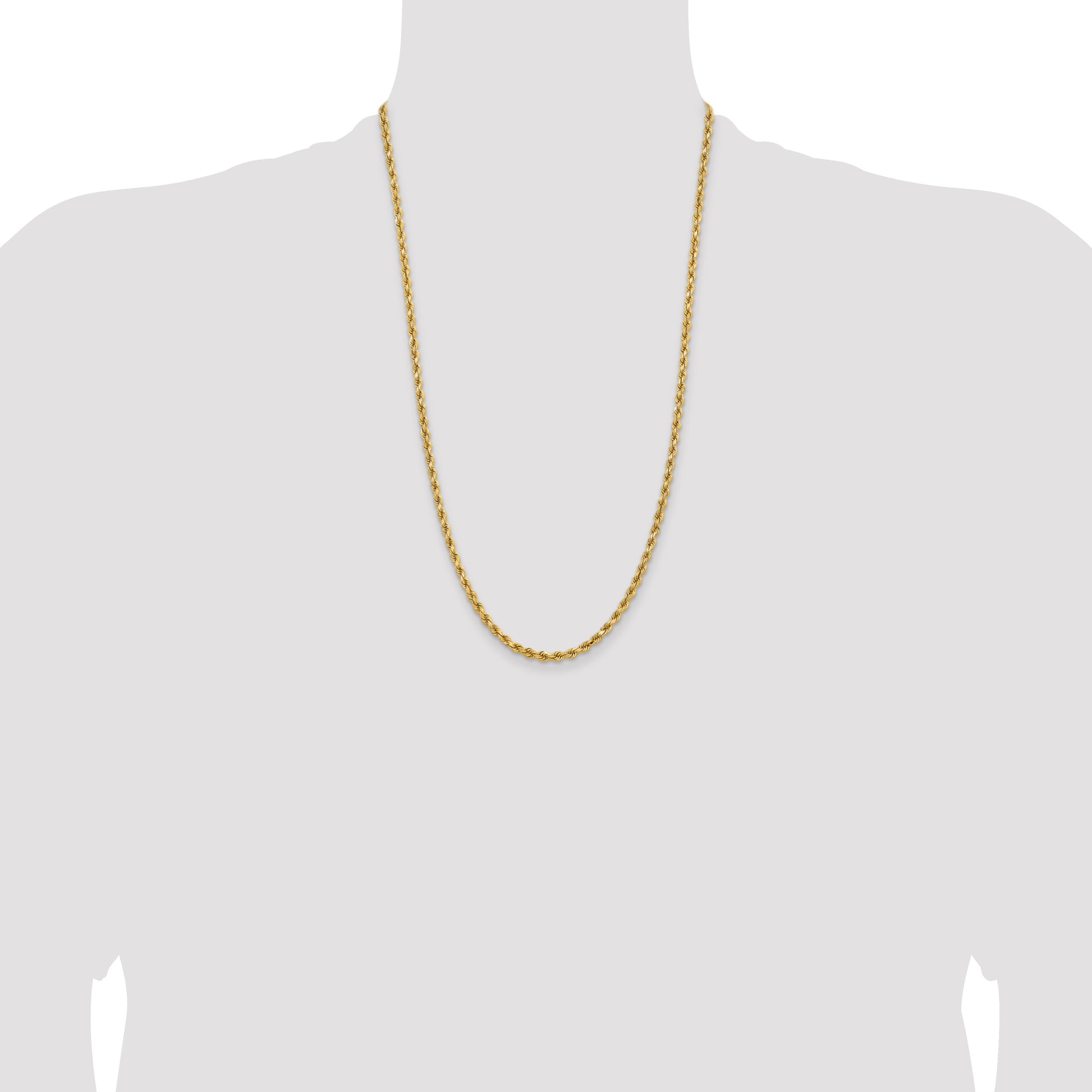 14K 26 inch 3.75mm Diamond-cut Rope with Lobster Clasp Chain