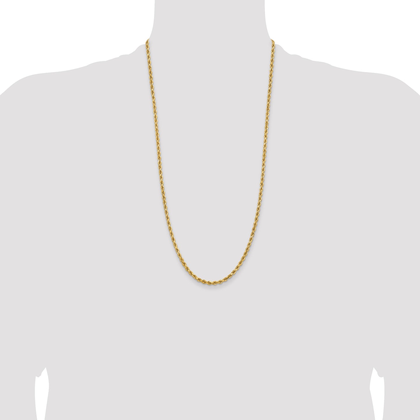14K 28 inch 3.75mm Diamond-cut Rope with Lobster Clasp Chain