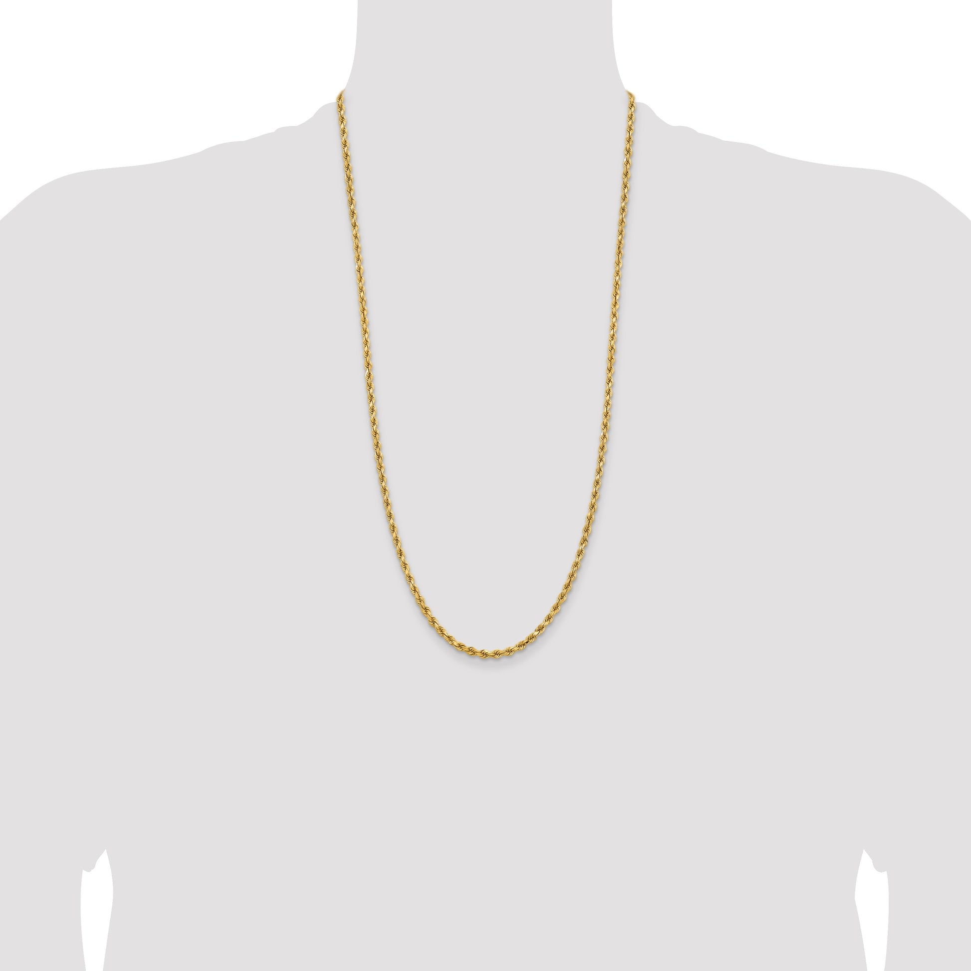 14K 28 inch 3.75mm Diamond-cut Rope with Lobster Clasp Chain