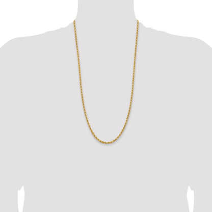 14K 28 inch 3.75mm Diamond-cut Rope with Lobster Clasp Chain