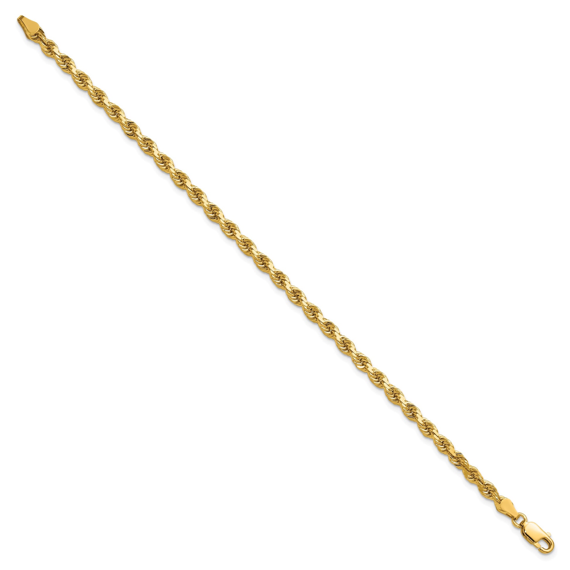 14K 9 inch 3.75mm Diamond-cut Rope with Lobster Clasp Chain