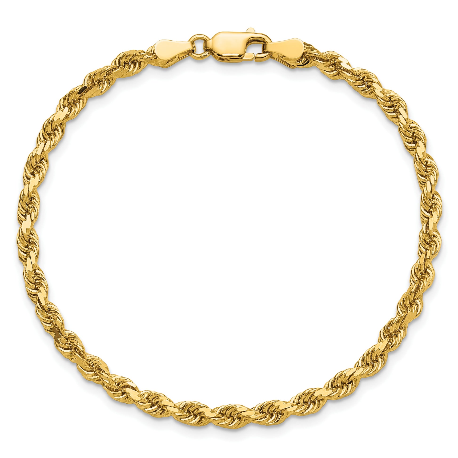 14K 9 inch 3.75mm Diamond-cut Rope with Lobster Clasp Chain