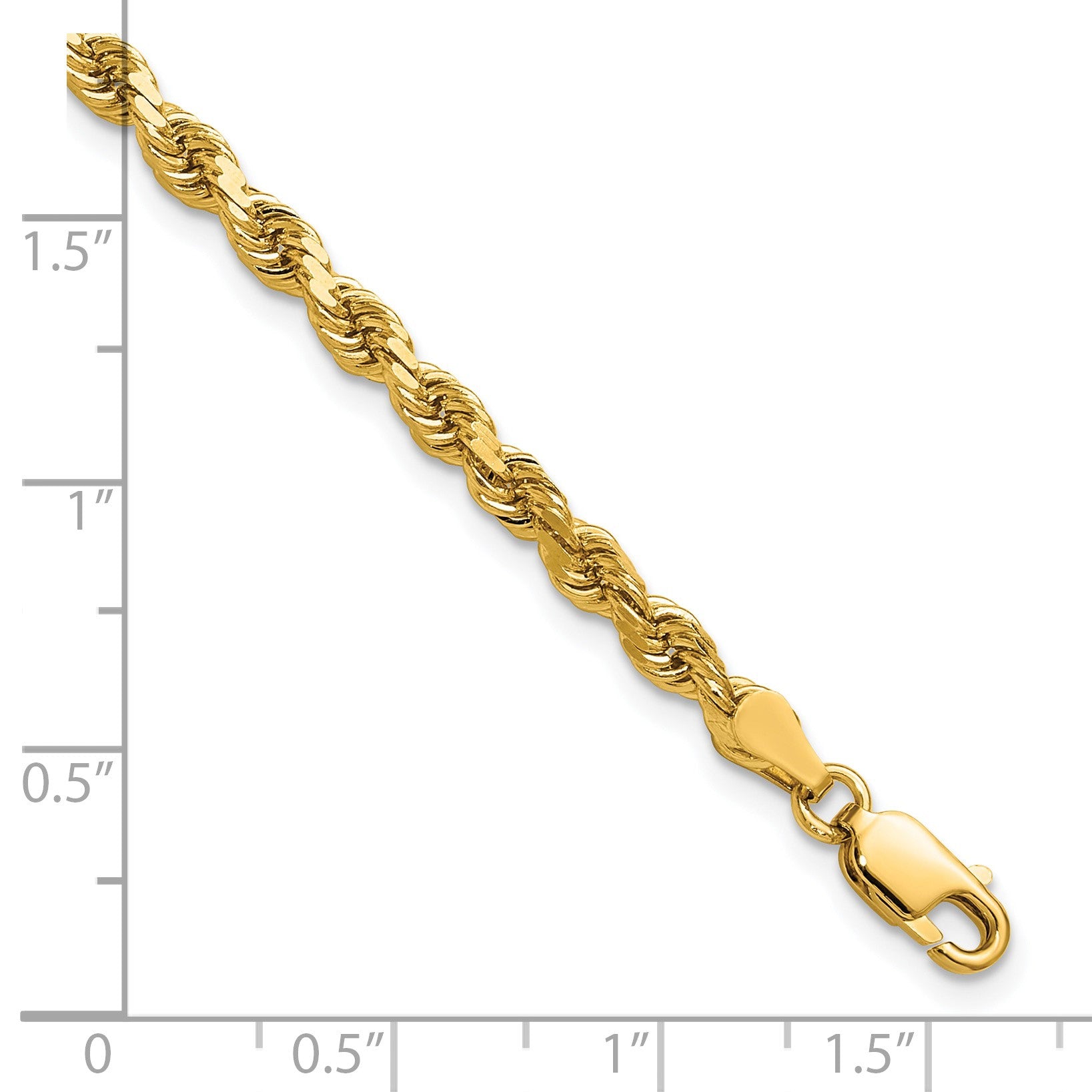 14K 8 inch 3.75mm Diamond-cut Rope with Lobster Clasp Chain