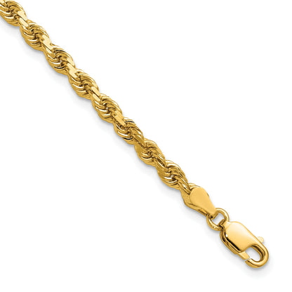 14K 9 inch 3.75mm Diamond-cut Rope with Lobster Clasp Chain