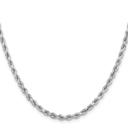 14K White Gold 22 inch 3.75mm Diamond-cut Rope with Lobster Clasp Chain