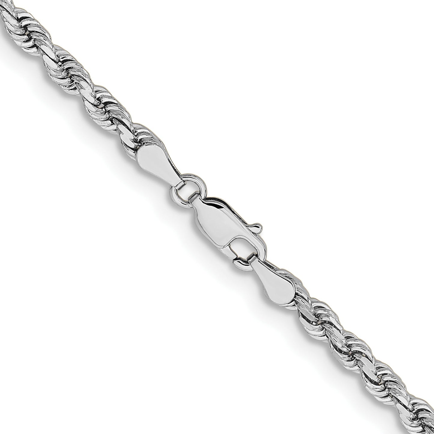 14K White Gold 24 inch 3.75mm Diamond-cut Rope with Lobster Clasp Chain